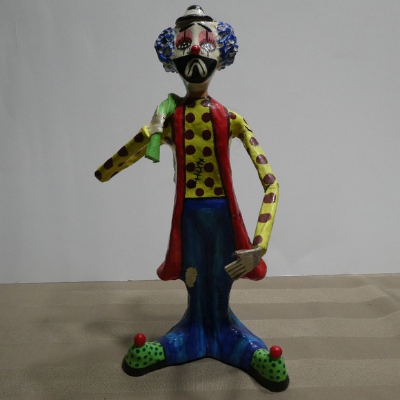 Clown Hand crafted & painted Paper Mache Figurine